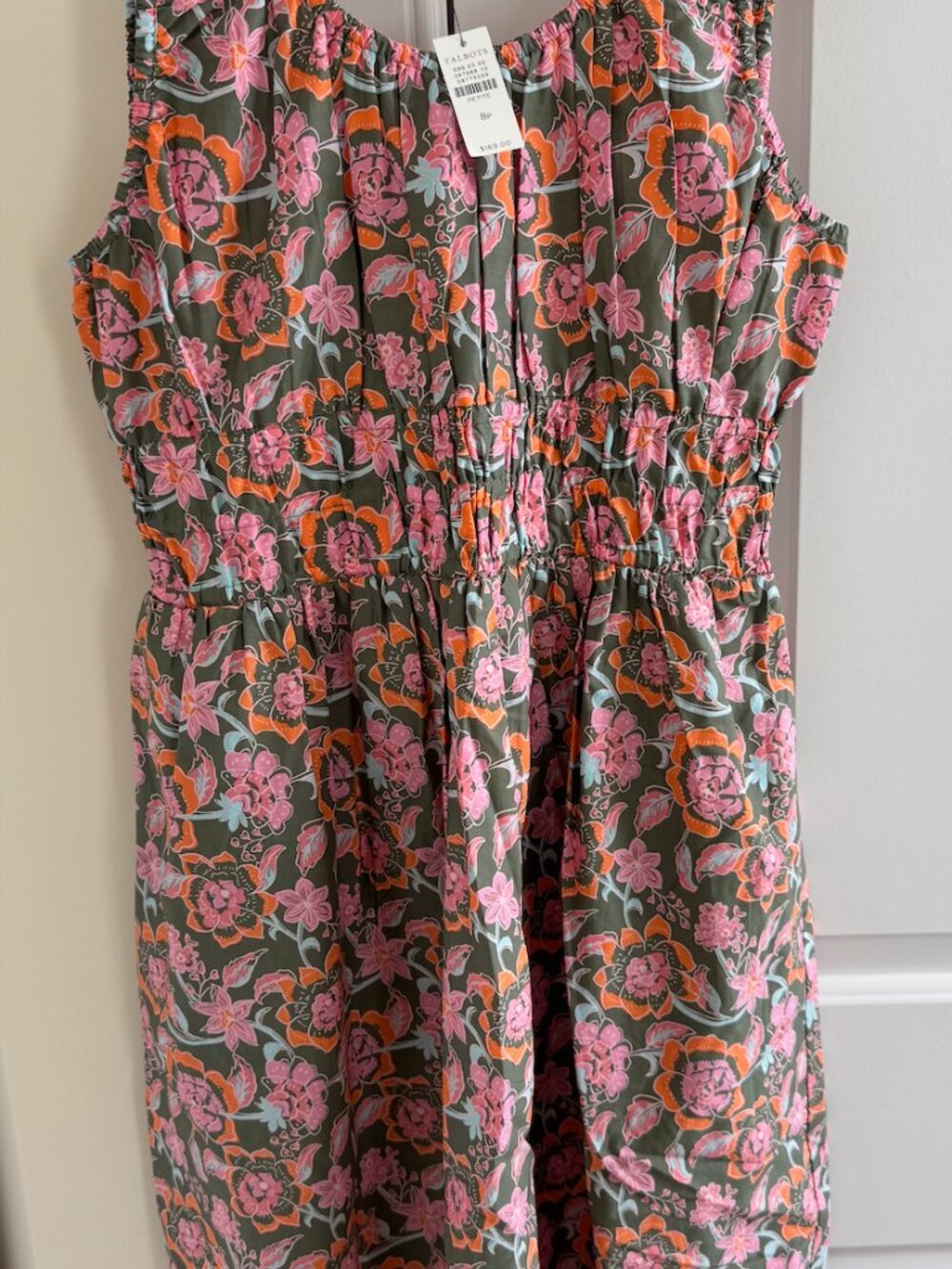 Smocked Waist Poplin Dress - Floral Vines NWT - Picture 3 of 3